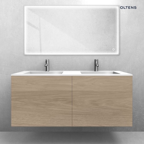 Zestaw Oltens Lun szafka podumywalkowa 120 cm z umywalką Stila LavaForm dąb/biały połysk 68766060