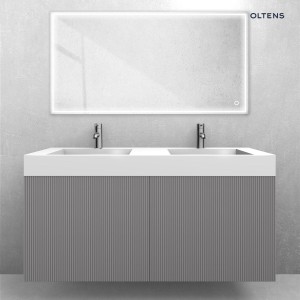 Zestaw Oltens Lun Rilla szafka podumywalkowa 120 cm z umywalką Stila LavaForm kaszmir/biały połysk 68794900