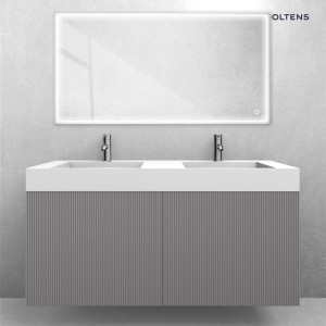 Zestaw Oltens Lun Rilla szafka podumywalkowa 120 cm z umywalką Stila LavaForm kaszmir/biały mat 68795900
