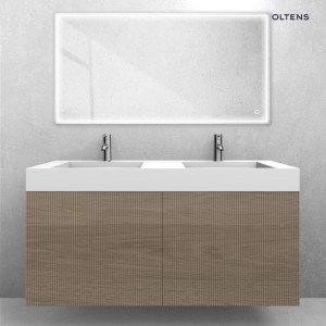 Zestaw Oltens Lun Rilla szafka podumywalkowa 120 cm z umywalką Stila LavaForm dąb/biały mat 68795060