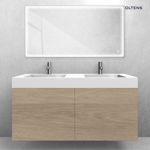 Zestaw Oltens Lun szafka podumywalkowa 120 cm z umywalką Stila LavaForm dąb/biały połysk 68802060