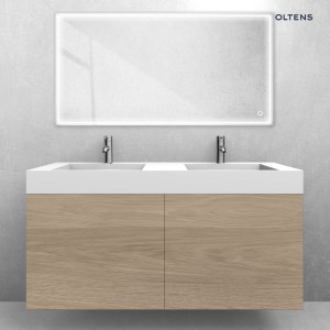 Zestaw Oltens Lun szafka podumywalkowa 120 cm z umywalką Stila LavaForm dąb/biały mat 68803060