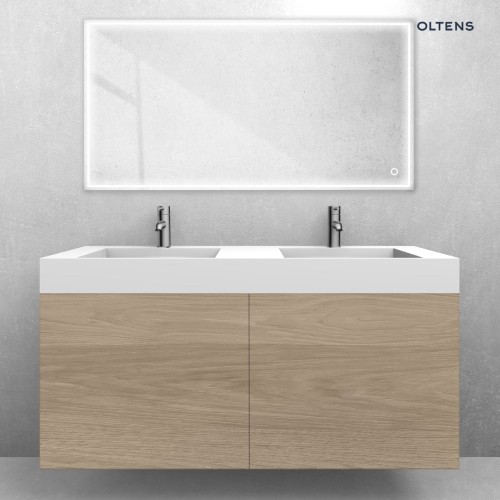 Zestaw Oltens Lun szafka podumywalkowa 120 cm z umywalką Stila LavaForm dąb/biały mat 68803060