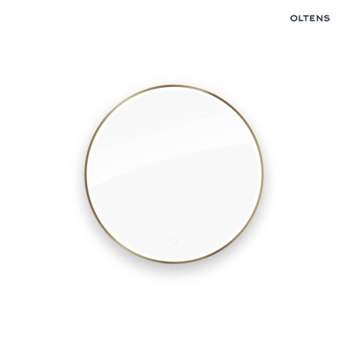 Oltens Nordlis lustro 80 cm okrągłe z oświetleniem z przodu z matą grzewczą mosiądz szczotkowany 64101510