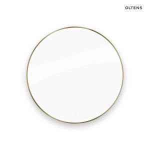 Oltens Nordlis lustro 100 cm okrągłe z oświetleniem z przodu z matą grzewczą mosiądz szczotkowany 64102510