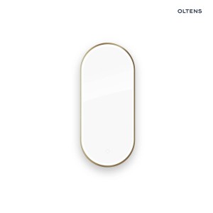 Oltens Nordlis lustro 40x90 cm owalne z oświetleniem z przodu z matą grzewczą mosiądz szczotkowany 64103510
