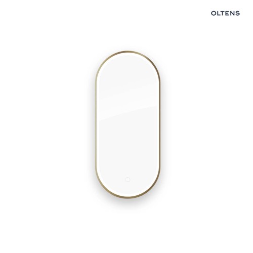 Oltens Nordlis lustro 40x90 cm owalne z oświetleniem z przodu z matą grzewczą mosiądz szczotkowany 64103510