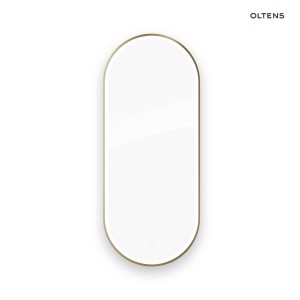 Oltens Nordlis lustro 50x120 cm owalne z oświetleniem z przodu z matą grzewczą mosiądz szczotkowany 64104510