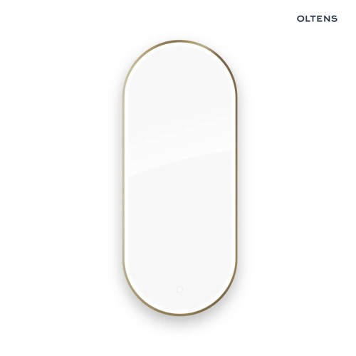 Oltens Nordlis lustro 50x120 cm owalne z oświetleniem z przodu z matą grzewczą mosiądz szczotkowany 64104510