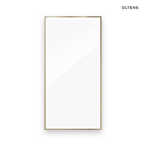 Oltens Nordlis lustro 60x120 cm prostokątne z oświetleniem z przodu z matą grzewczą mosiądz szczotkowany 64107510