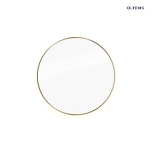 Oltens Nordlis lustro 80 cm okrągłe z oświetleniem od tyłu z matą grzewczą mosiądz szczotkowany 64109510