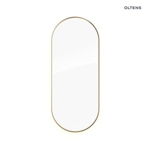 Oltens Nordlis lustro 50x120 cm owalne z oświetleniem od tyłu z matą grzewczą mosiądz szczotkowany 64114510