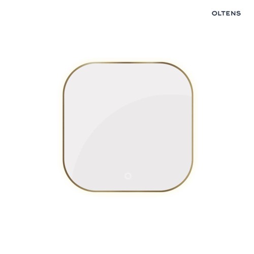 Oltens Nordlis lustro 80x80 cm kwadratowe z oświetleniem od tyłu z matą grzewczą mosiądz szczotkowany 64125510
