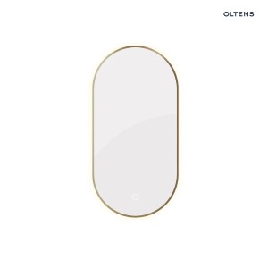 Oltens Nordlis lustro 50x100 cm owalne z oświetleniem od tyłu z matą grzewczą mosiądz szczotkowany 64129510