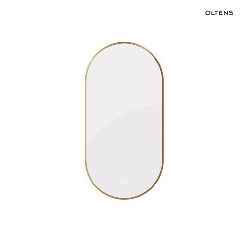 Oltens Nordlis lustro 50x100 cm owalne z oświetleniem od tyłu z matą grzewczą mosiądz szczotkowany 64129510