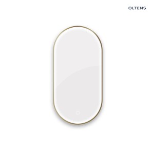 Oltens Nordlis lustro 50x100 cm owalne z oświetleniem z przodu z matą grzewczą mosiądz szczotkowany 64128510
