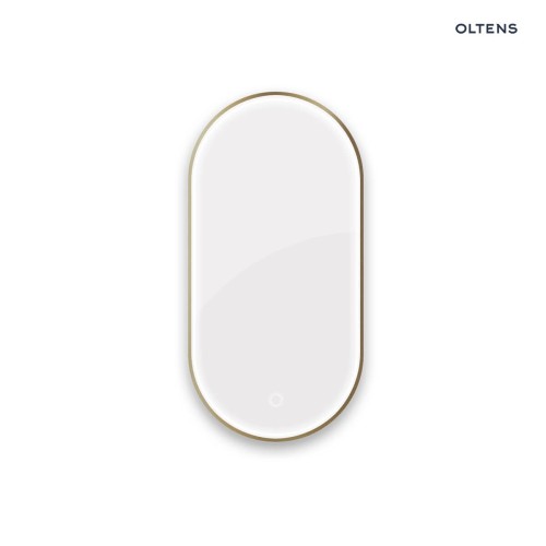 Oltens Nordlis lustro 50x100 cm owalne z oświetleniem z przodu z matą grzewczą mosiądz szczotkowany 64128510