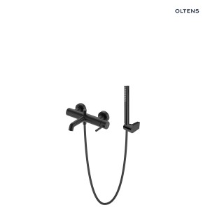 Zestaw Oltens Molle bateria wannowo-prysznicowa ścienna z kompletem prysznicowym Ume Gide czarny mat 36634300