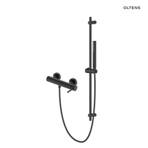 Zestaw Oltens Molle bateria prysznicowa ścienna z kompletem prysznicowym Ume Alling czarny mat 36637300