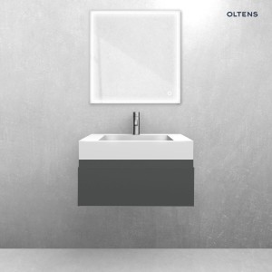 Zestaw Oltens Vernal szafka podumywalkowa 60 cm z umywalką Stila LavaForm grafit mat/biały połysk 68831400