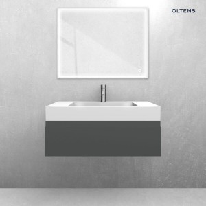 Zestaw Oltens Vernal szafka podumywalkowa 80 cm z umywalką Stila LavaForm grafit mat/biały połysk 68834400