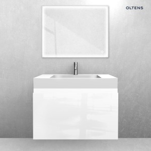 Zestaw Oltens Vernal szafka podumywalkowa 80 cm z umywalką Stila LavaForm biały połysk 68835000