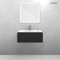 Zestaw Oltens Vernal szafka podumywalkowa 60 cm z umywalką Kalla LavaForm czarny mat/biały połysk 68851300