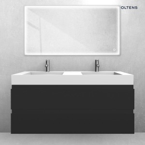 Zestaw Oltens Vernal szafka podumywalkowa 120 cm z umywalką Stila LavaForm czarny mat/biały mat 68849300
