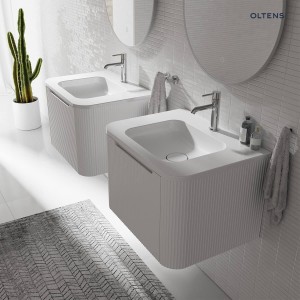 Zestaw Oltens Hamnes szafka podumywalkowa 60 cm z umywalką biały mat 68877000