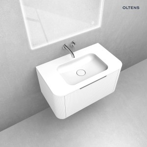 Zestaw Oltens Hamnes szafka podumywalkowa 80 cm z umywalką biały mat/biały połysk 68878000