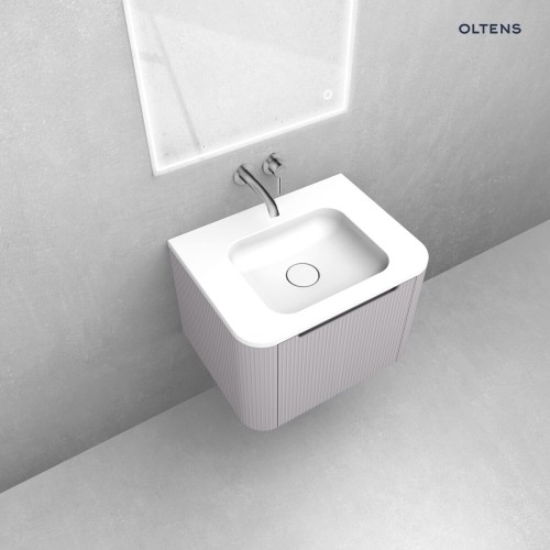 Zestaw Oltens Hamnes szafka podumywalkowa 60 cm z umywalką kaszmir/biały połysk 68876900