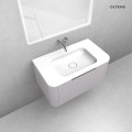 Zestaw Oltens Hamnes szafka podumywalkowa 80 cm z umywalką kaszmir/biały połysk 68878900