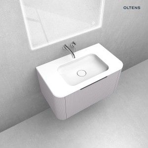 Zestaw Oltens Hamnes szafka podumywalkowa 80 cm z umywalką kaszmir/biały mat 68879900