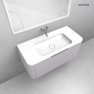 Zestaw Oltens Hamnes szafka podumywalkowa 100 cm z umywalką kaszmir/biały połysk 68880900