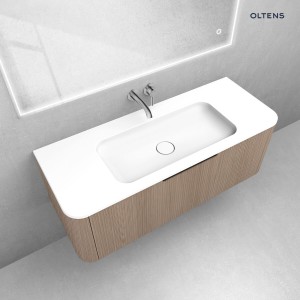 Zestaw Oltens Hamnes szafka podumywalkowa 120 cm z umywalką dąb/biały mat 68883060