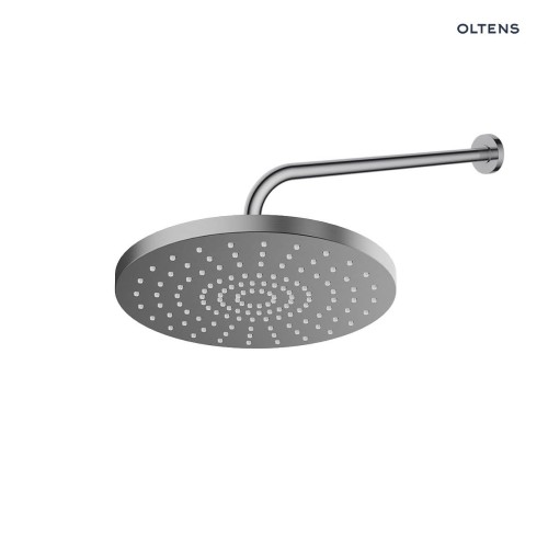 Oltens Pluva Lagan deszczownica 25 cm okrągła z ramieniem ściennym grafit 36093400
