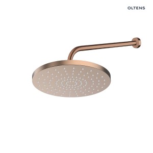 Oltens Pluva Lagan deszczownica 25 cm okrągła z ramieniem ściennym miedź szczotkowana 36093610