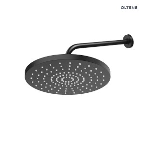 Oltens Alvo Lagan deszczownica 30 cm okrągła z ramieniem ściennym czarny mat 36094300