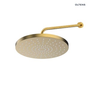 Oltens Alvo Lagan deszczownica 30 cm okrągła z ramieniem ściennym złoto szczotkowane 36094810
