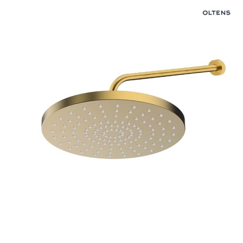 Oltens Alvo Lagan deszczownica 30 cm okrągła z ramieniem ściennym złoto szczotkowane 36094810