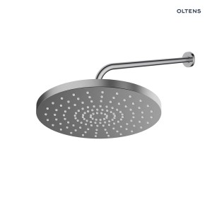 Oltens Alvo Lagan deszczownica 30 cm okrągła z ramieniem ściennym grafit 36094400