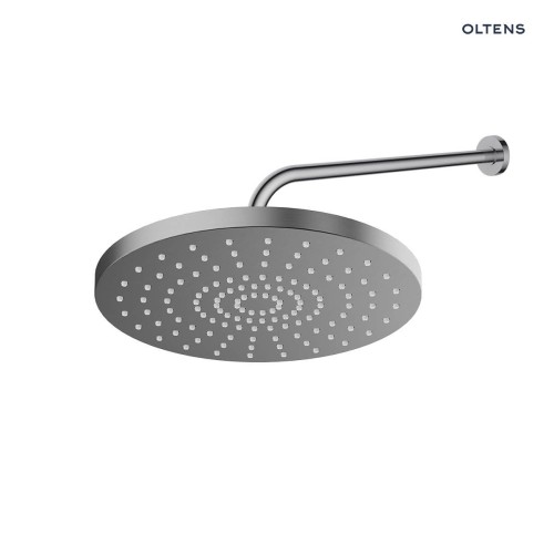 Oltens Alvo Lagan deszczownica 30 cm okrągła z ramieniem ściennym grafit 36094400