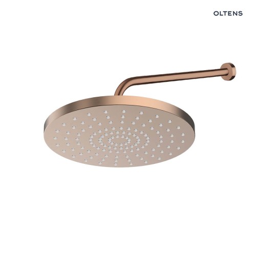Oltens Alvo Lagan deszczownica 30 cm okrągła z ramieniem ściennym miedź szczotkowana 36094610