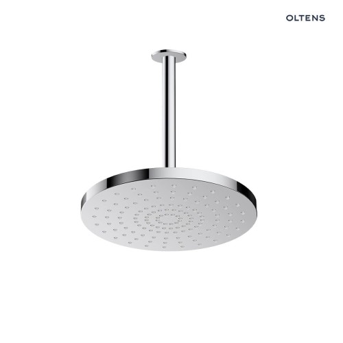 Oltens Pluva Aera deszczownica 25 cm okrągła z ramieniem sufitowym chrom 36095100