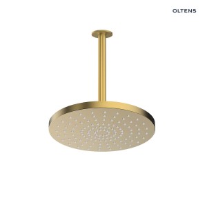 Oltens Pluva Aera deszczownica 25 cm okrągła z ramieniem sufitowym złoto szczotkowane 36095810