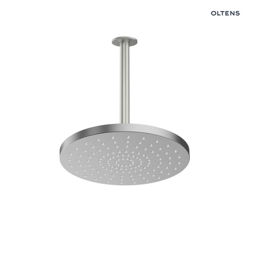 Oltens Pluva Aera deszczownica 25 cm okrągła z ramieniem sufitowym nikiel 36095910