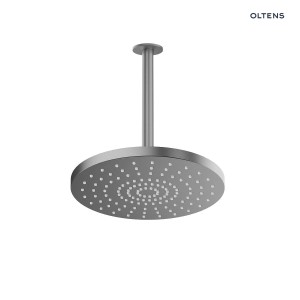 Oltens Pluva Aera deszczownica 25 cm okrągła z ramieniem sufitowym grafit 36095400