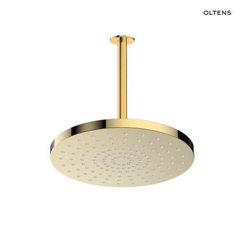 Oltens Alvo Aera deszczownica 30 cm okrągła z ramieniem sufitowym złoty połysk 36096800