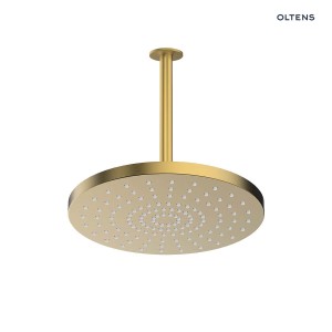 Oltens Alvo Aera deszczownica 30 cm okrągła z ramieniem sufitowym złoto szczotkowane 36096810