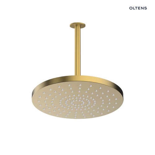 Oltens Alvo Aera deszczownica 30 cm okrągła z ramieniem sufitowym złoto szczotkowane 36096810